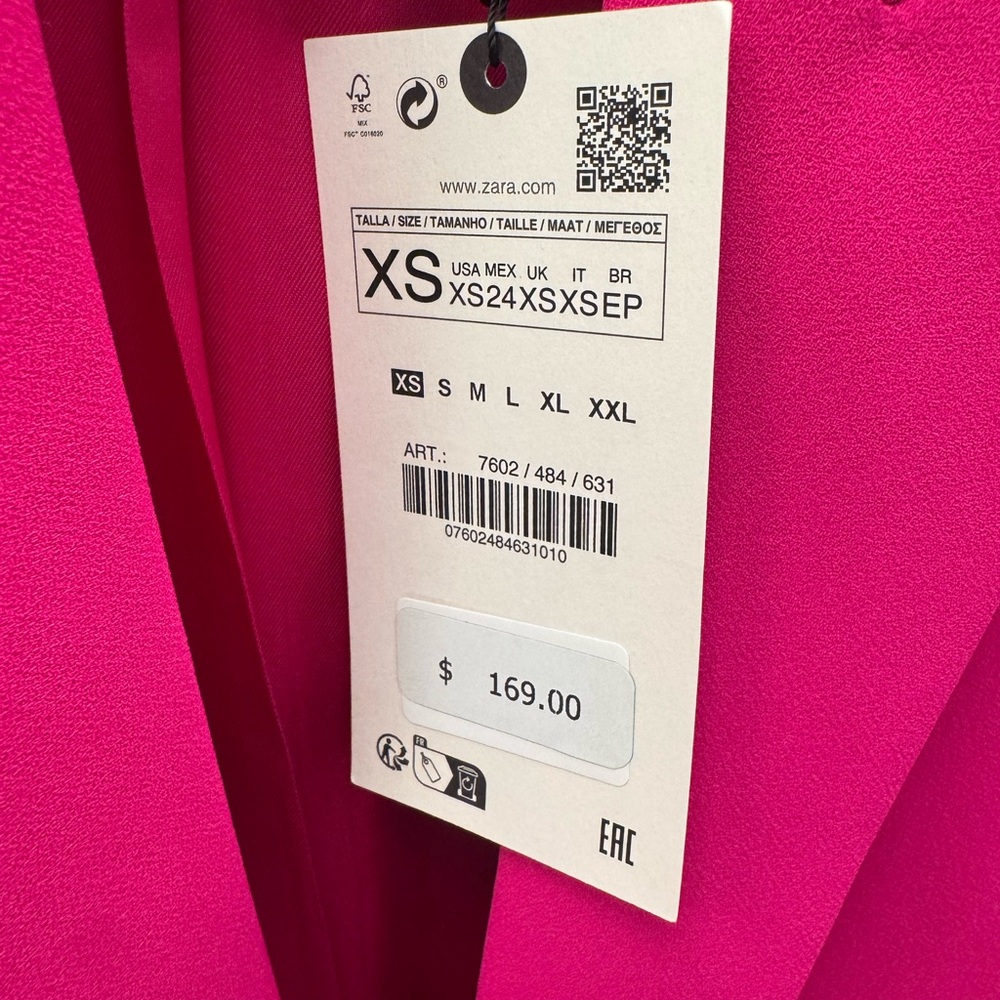 Zara Fuchsia Blazer with Feathered Cuffs - Picture 6 of 6